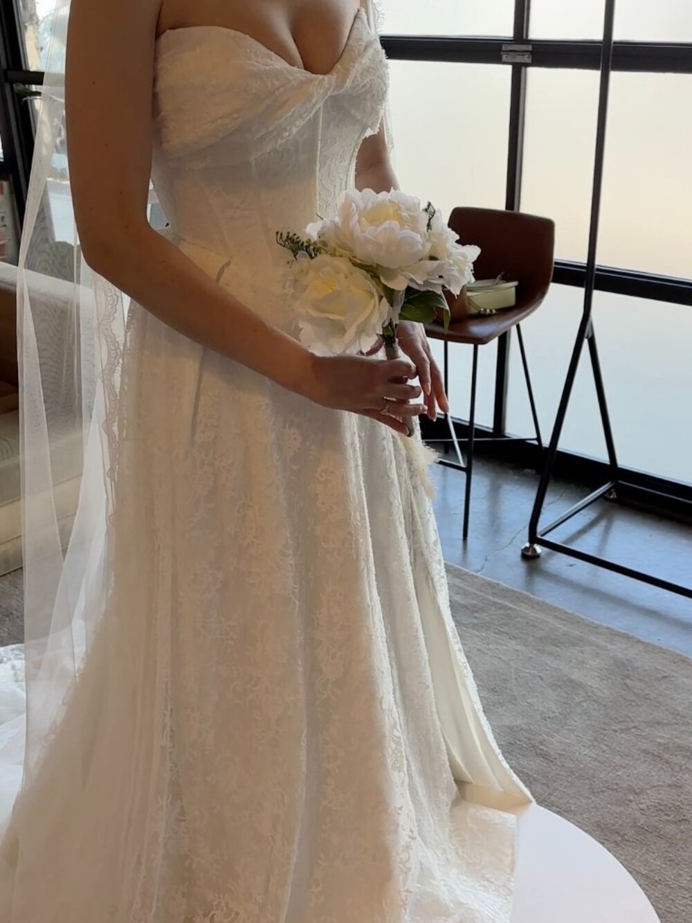 Madi Lane Westyn Gown - Ivory Strapless Lace Wedding Dress - Picture 4 of 15